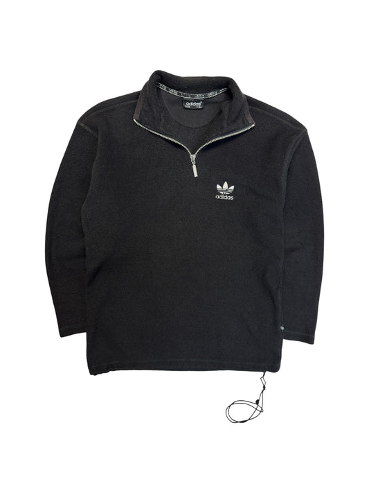 90s Adidas 1/4-Zip Fleecejacke Basic Schwarz XS-S