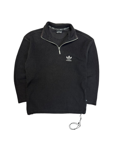 90s Adidas 1/4-Zip Fleecejacke Basic Schwarz XS-S