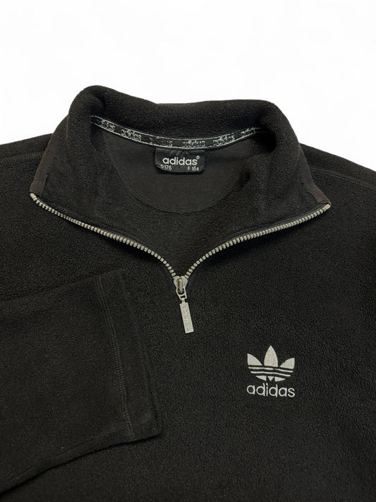 90s Adidas 1/4-Zip Fleecejacke Basic Schwarz XS-S