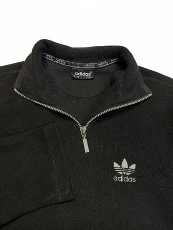 90s Adidas 1/4-Zip Fleecejacke Basic Schwarz XS-S