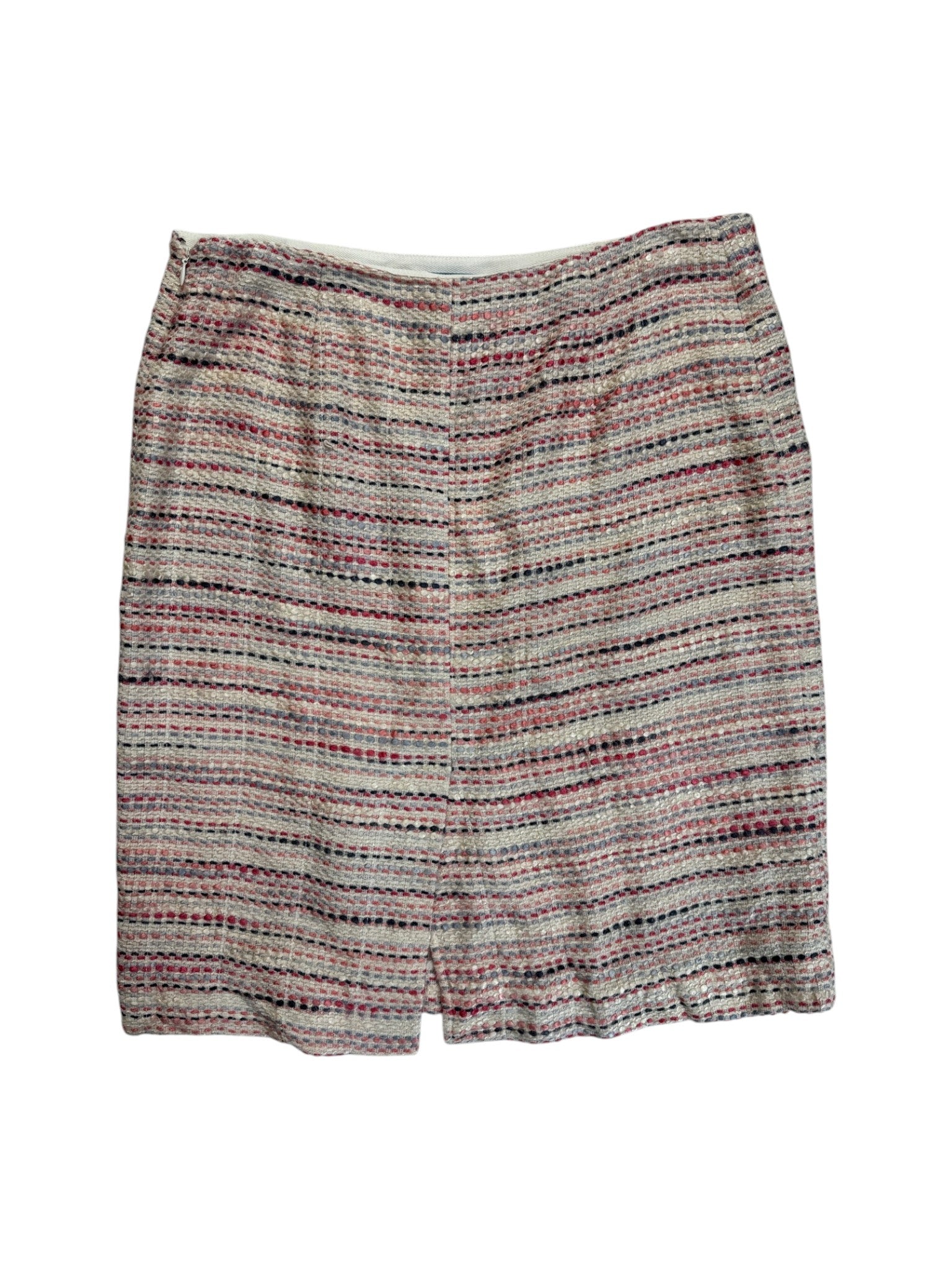 2010 Prada Milano Zweiteiler Skirt Suit Set Bouclé Tweed Silk&Cotton Weiß Rosa IT44 S-M