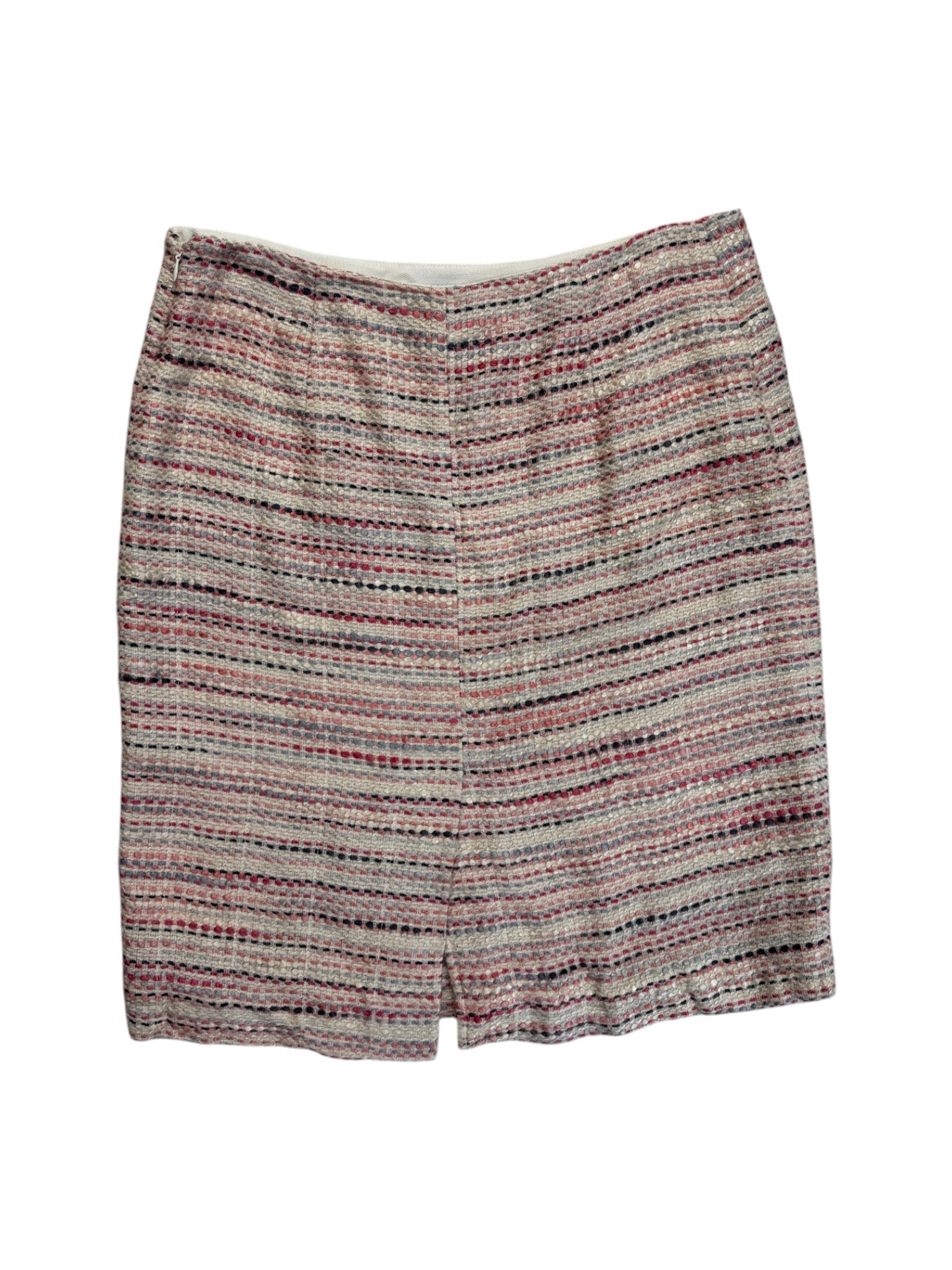 2010 Prada Milano Zweiteiler Skirt Suit Set Bouclé Tweed Silk&Cotton Weiß Rosa IT44 S-M