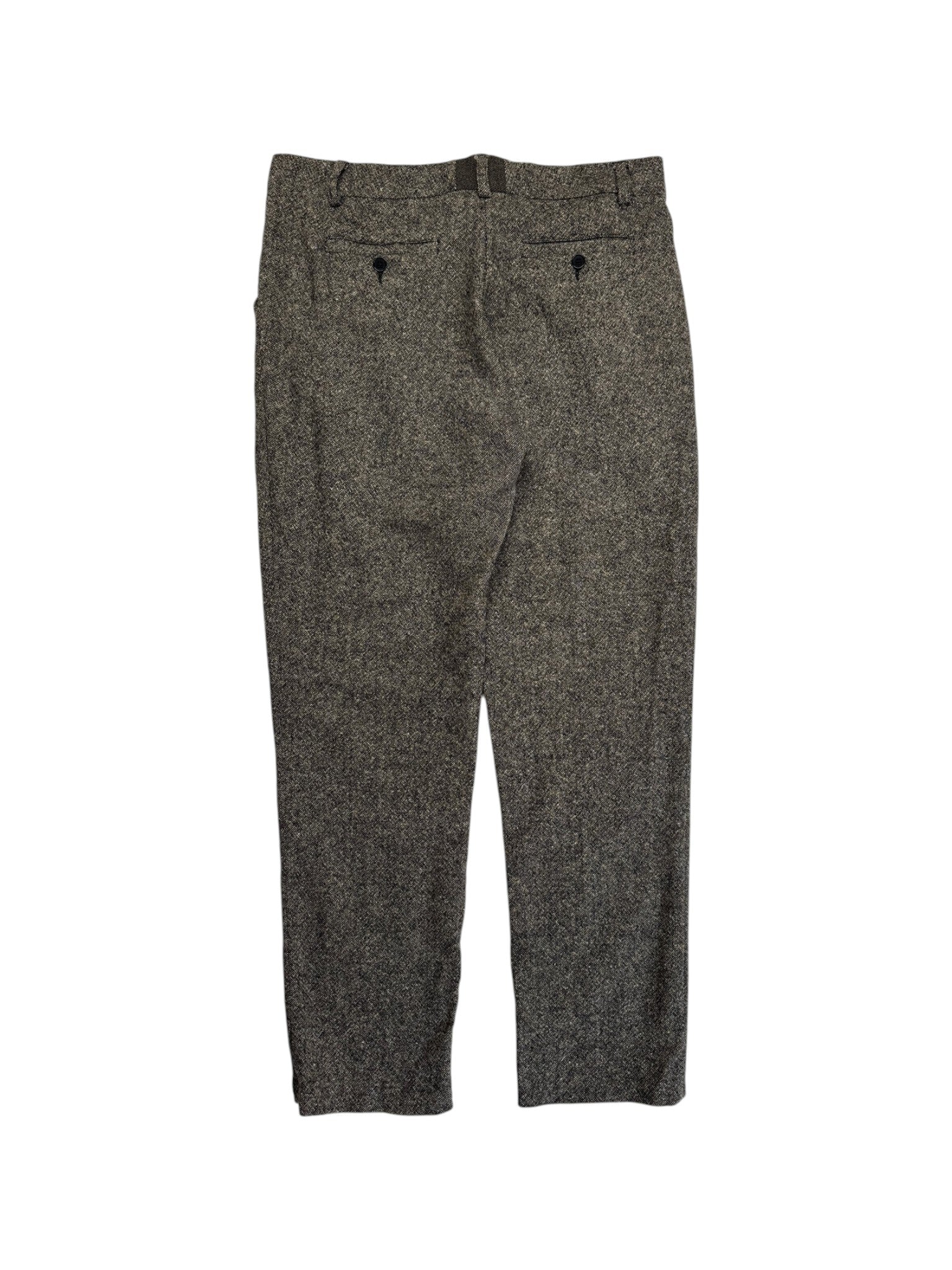 Etro Hose Straight Leg Front Pleat Low Waist Donegal Tweed Schwarz Creme M-L - RareRags
