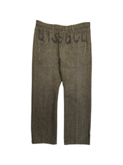 80s/90s Closed Hose Herringbone Wool Pleated Talon Zip Braun Schwarz 52 L-XL