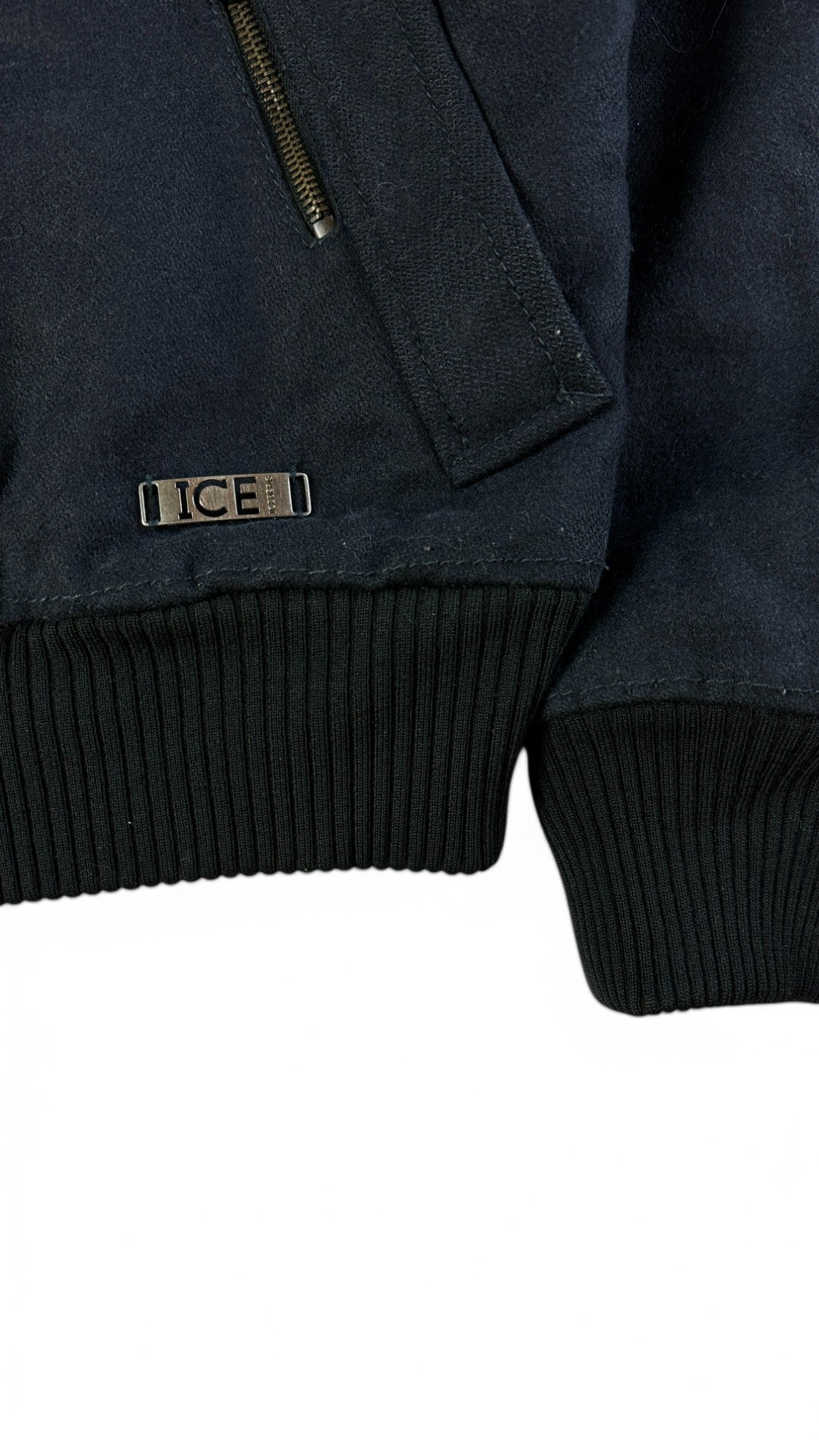 Iceberg Blouson 00s Schurwolle Lampo Zip Made In Italy Dunkelblau 48/M