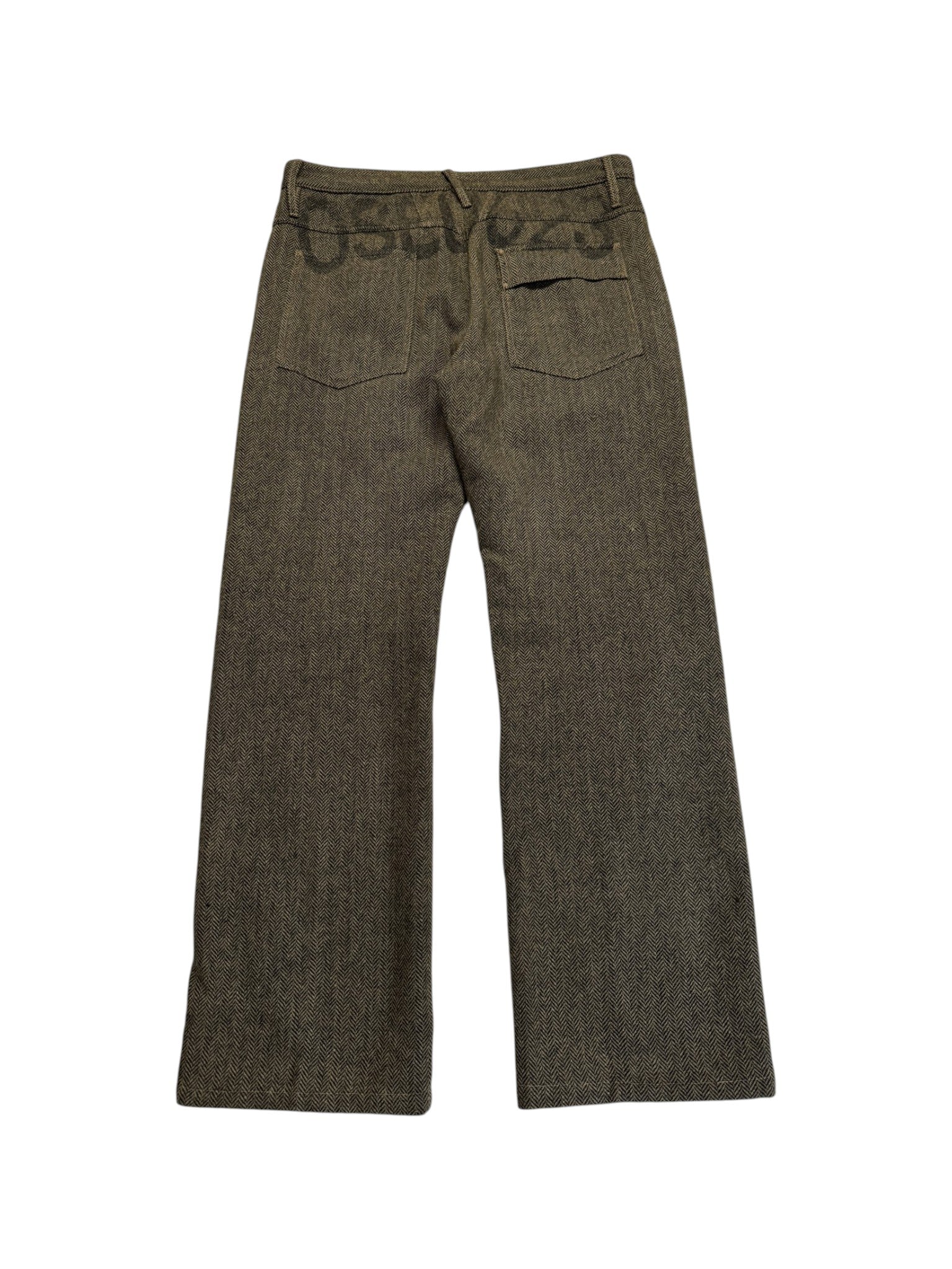 80s/90s Closed Hose Herringbone Wool Pleated Talon Zip Braun Schwarz 52 L-XL