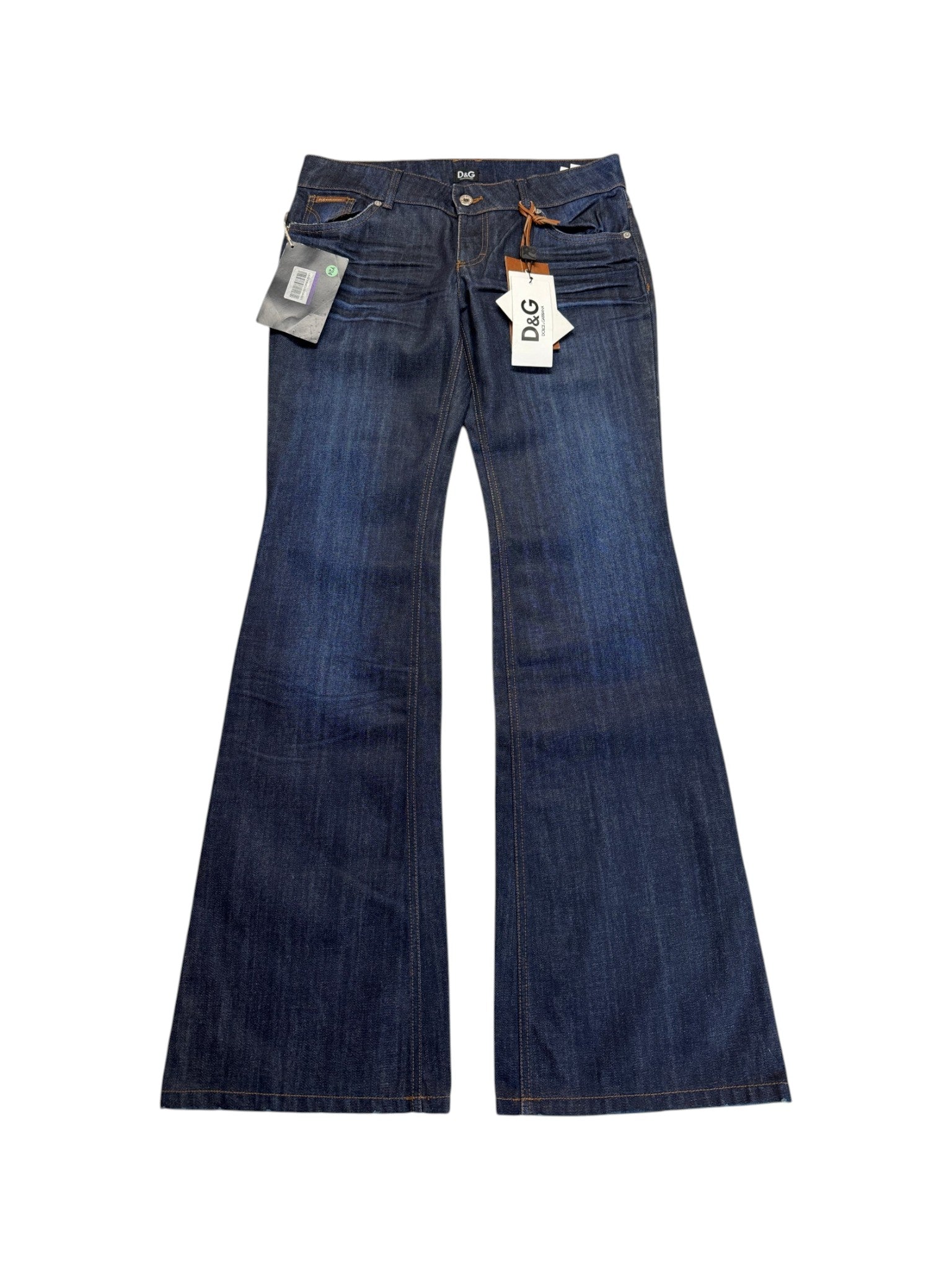 00s Dolce&Gabbana Jeans "Hotty" Low Rise Flared Deadstock Dunkelblau 29 M-L - RareRags