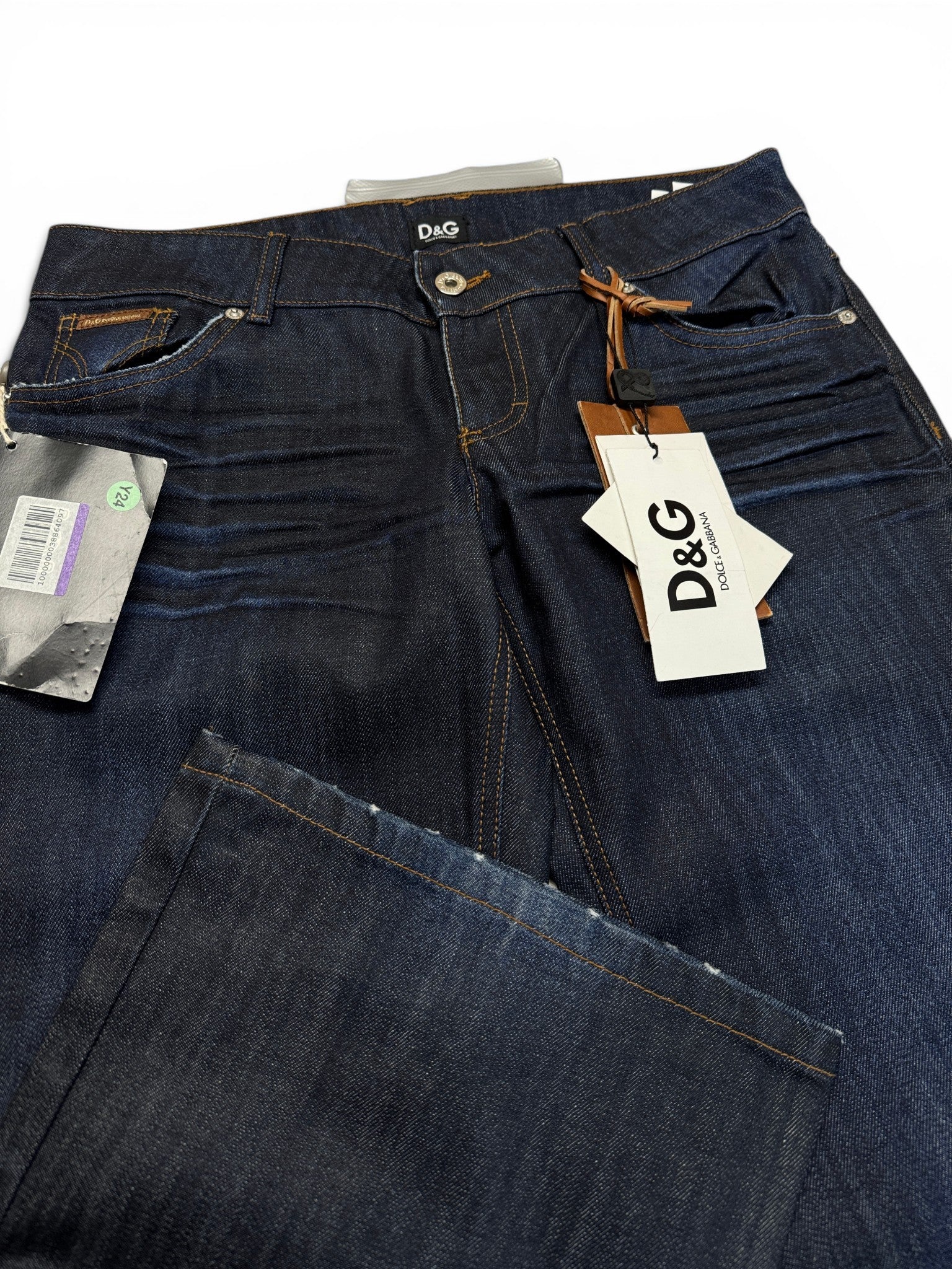 00s Dolce&Gabbana Jeans "Hotty" Low Rise Flared Deadstock Dunkelblau 29 M-L - RareRags