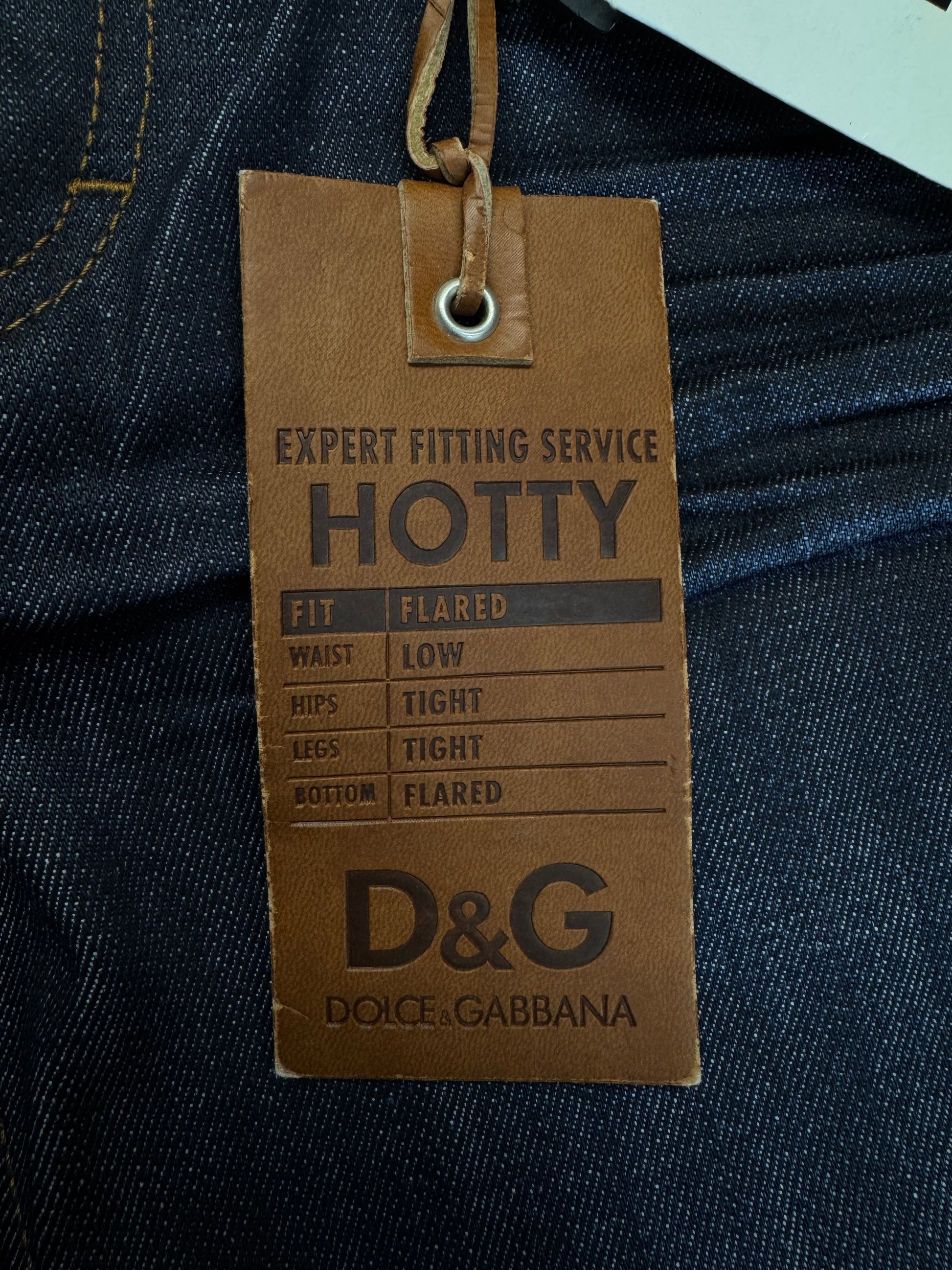 00s Dolce&Gabbana Jeans "Hotty" Low Rise Flared Deadstock Dunkelblau 29 M-L - RareRags