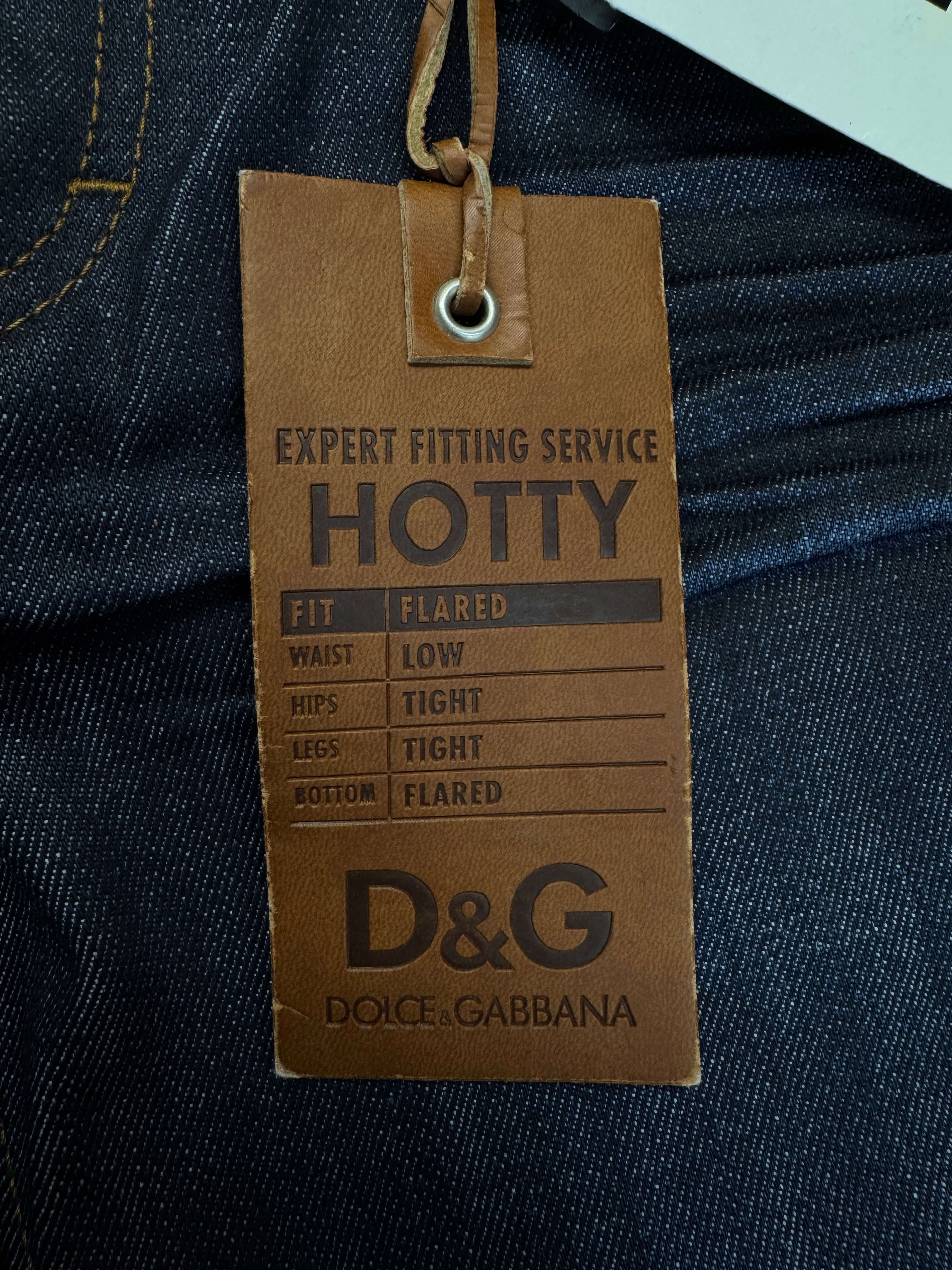 00s Dolce&Gabbana Jeans "Hotty" Low Rise Flared Deadstock Dunkelblau 29 M-L - RareRags