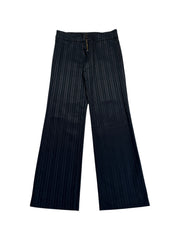 90s/00s Versus Versace Hose Low Waist Straight Leg Vertical Stripes Lampo Zip Schwarz IT44/M