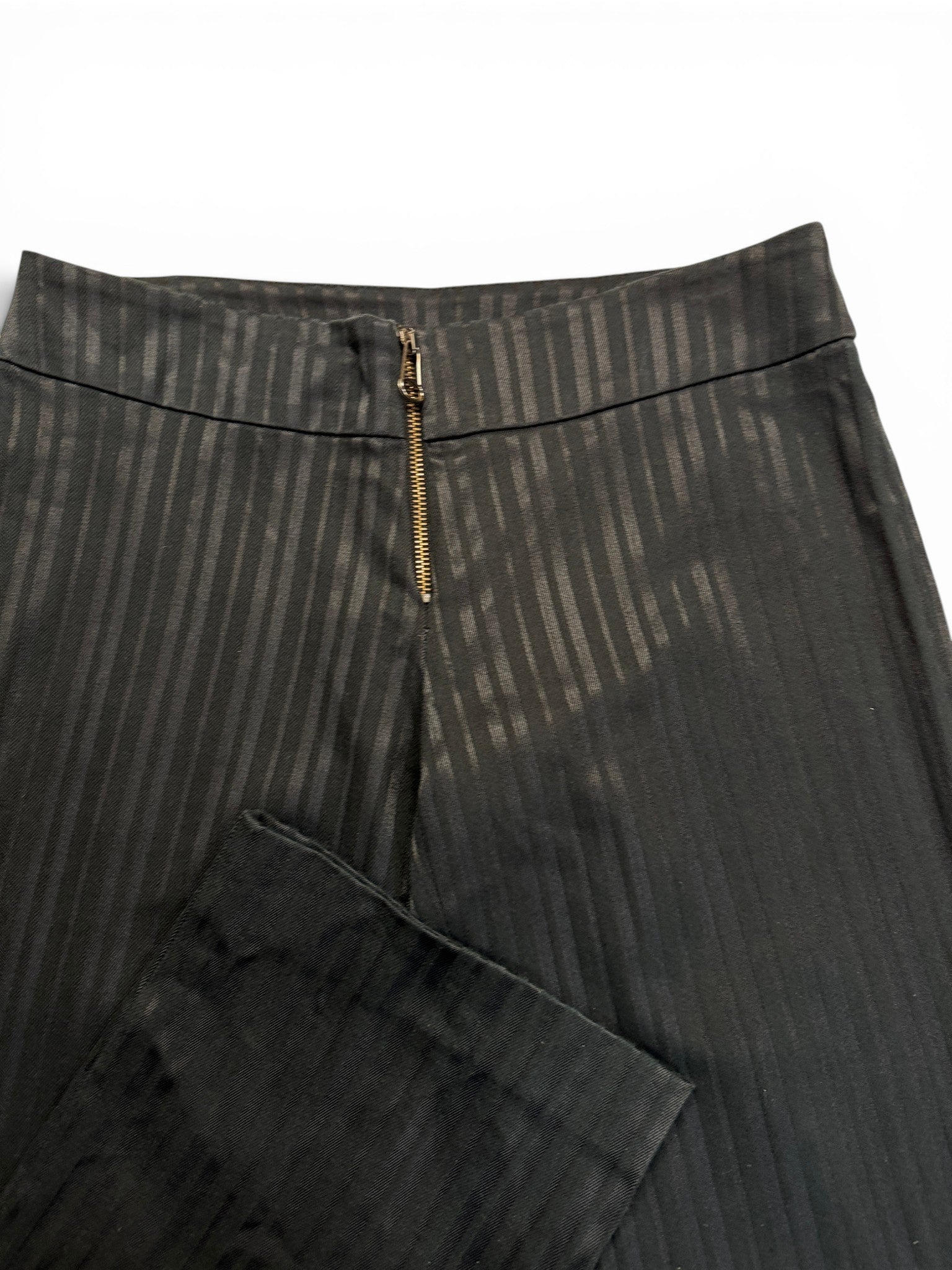 90s/00s Versus Versace Hose Low Waist Straight Leg Vertical Stripes Lampo Zip Schwarz IT44/M