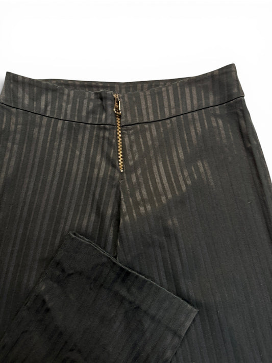 90s/00s Versus Versace Hose Low Waist Straight Leg Vertical Stripes Lampo Zip Schwarz IT44/M