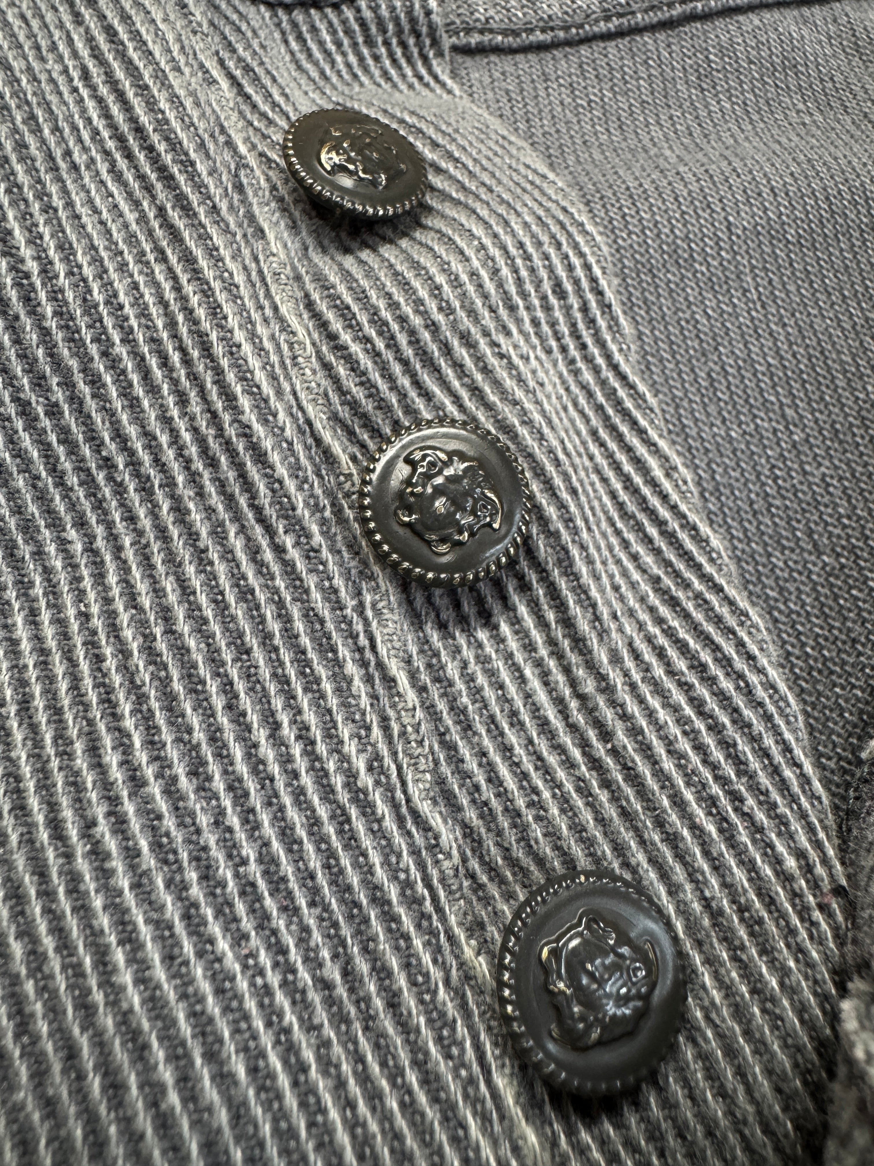 90s Versace Jeans Signature Hose Made In Italy Gestreift Grau M-L