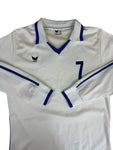Vintage Erima Trikot Langarm 80s #7 Geschwister Scholl Gymnasium Made In West Germany Weiß Blau L