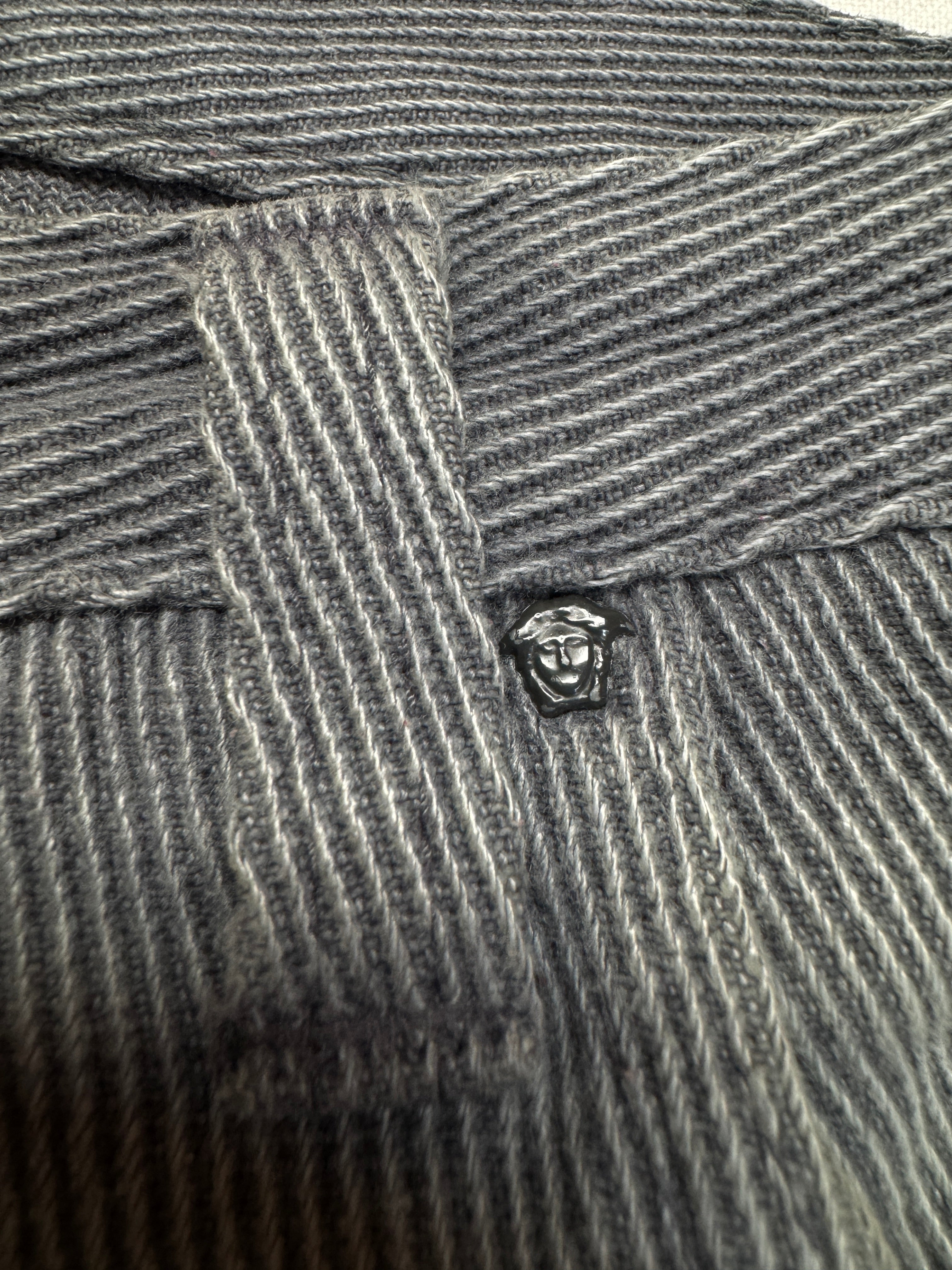 90s Versace Jeans Signature Hose Made In Italy Gestreift Grau M-L
