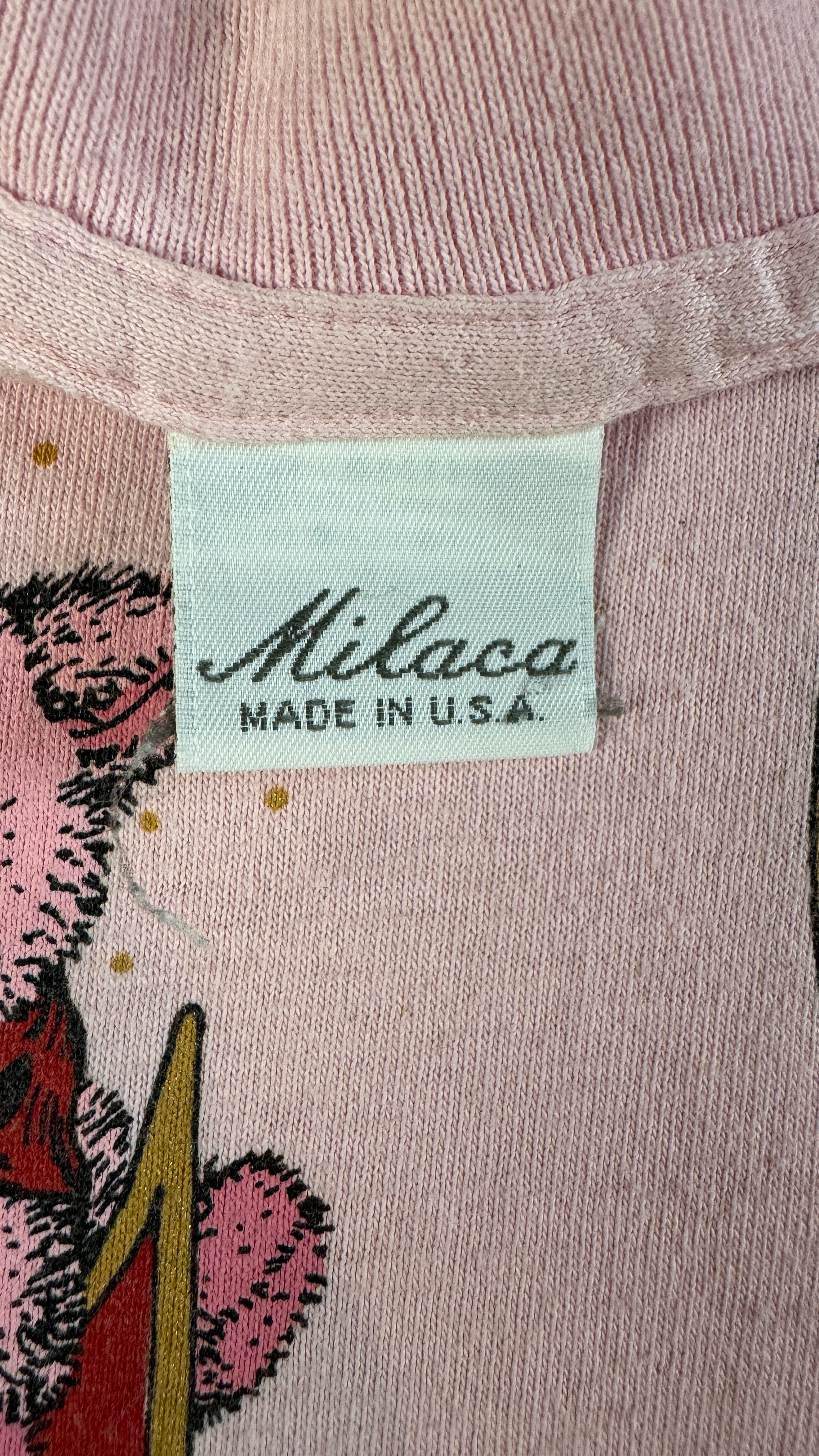 Vintage Milaca Shirt 90s "Love" Single Stitch Made In USA Rosa One Size Fits All