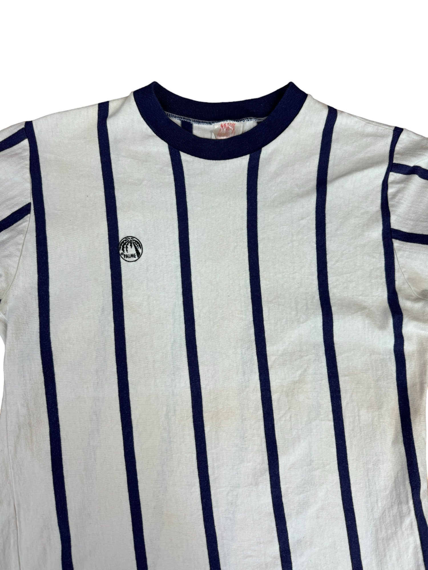 Vintage Palme Trikot 70s Langarm #10 Gestreift Weiß Blau M - RareRags