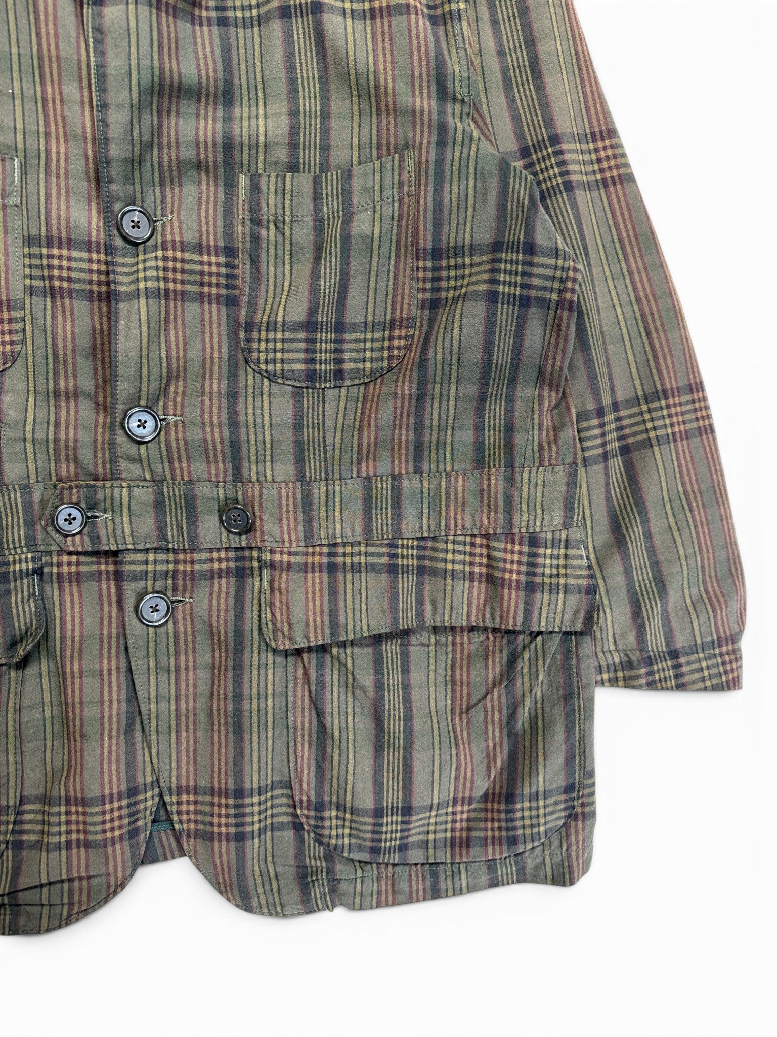90s Engineered Garments Utility Field Jacket Made In New York Olive Brown Check XL - RareRags
