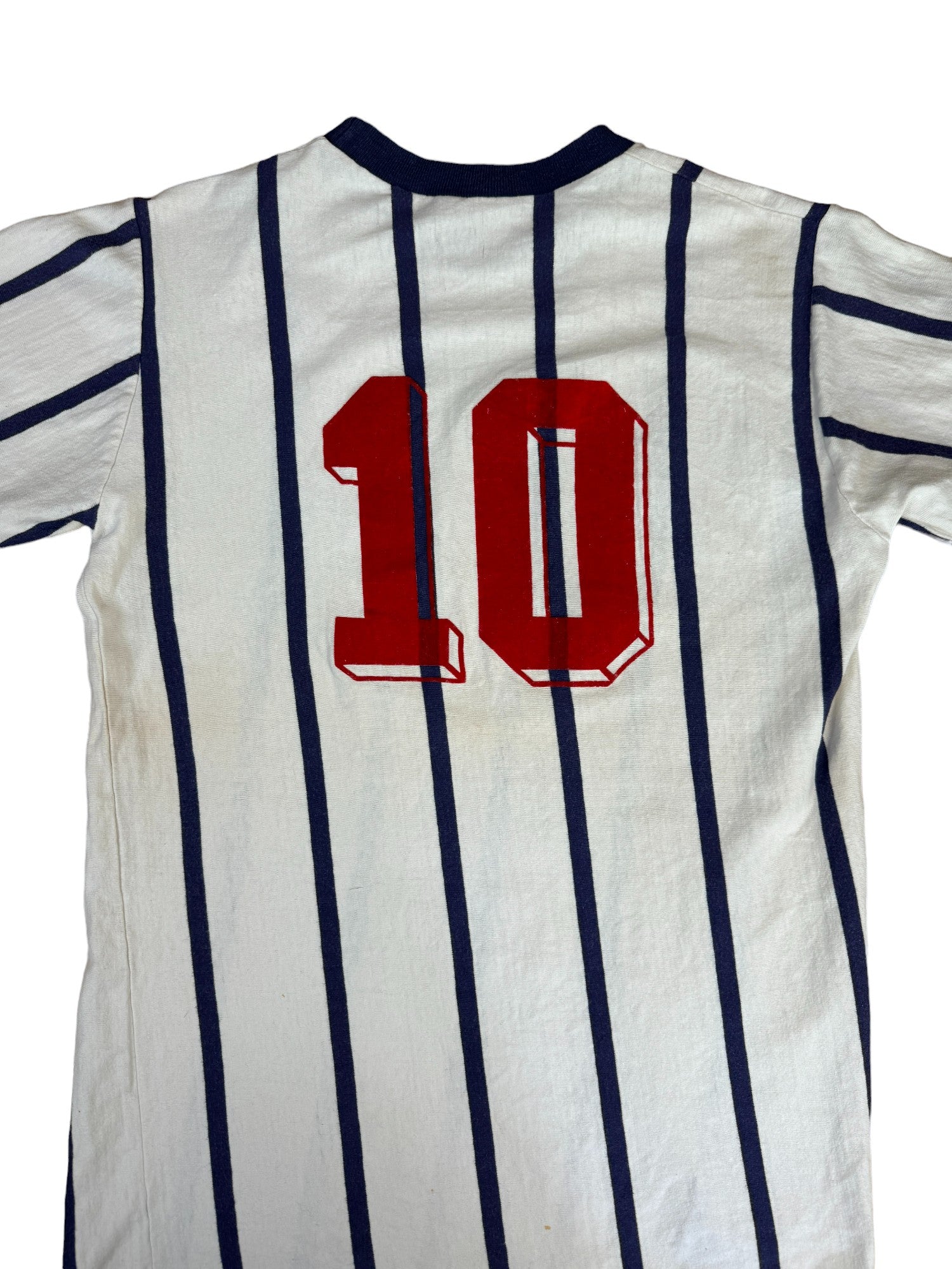 Vintage Palme Trikot 70s Langarm #10 Gestreift Weiß Blau M - RareRags