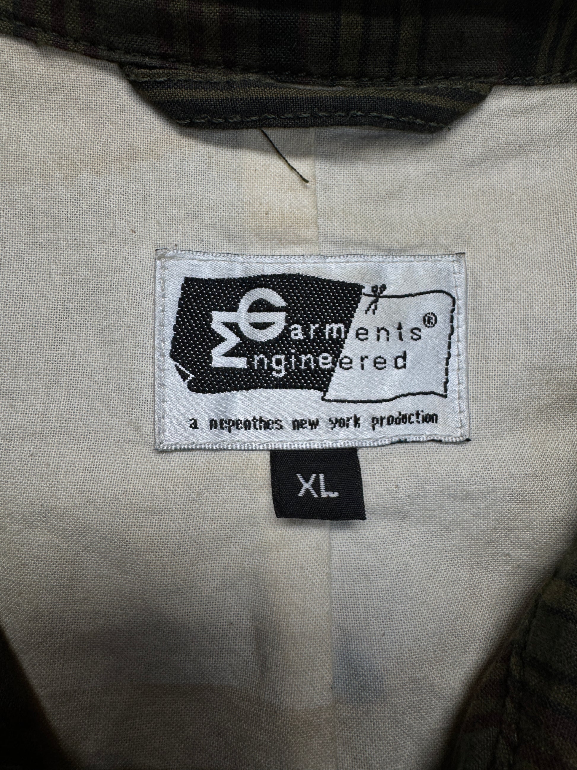 90s Engineered Garments Utility Field Jacket Made In New York Olive Brown Check XL - RareRags