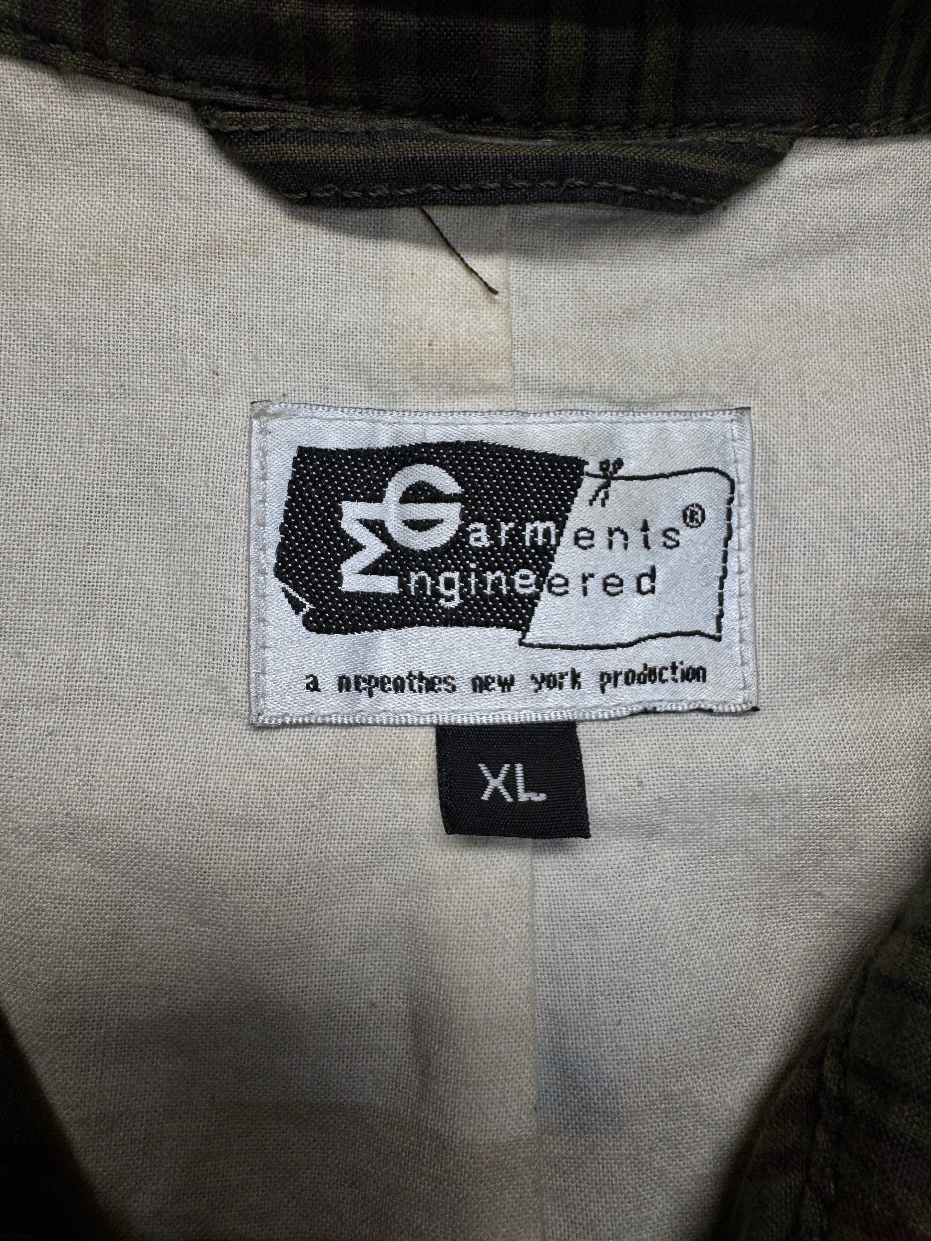 90s Engineered Garments Utility Field Jacket Made In New York Olive Brown Check XL - RareRags