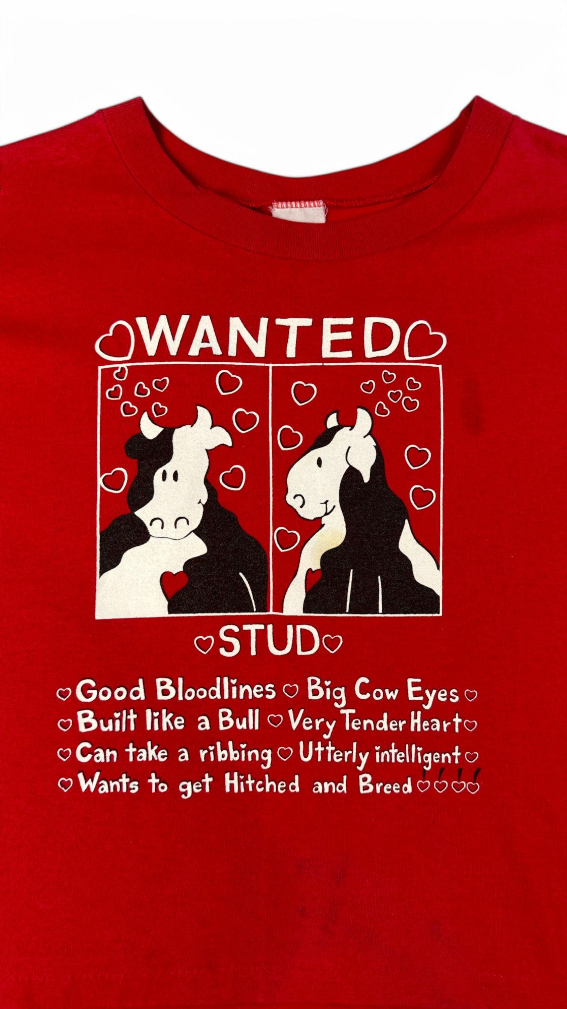Vintage Shirt 90s "Wanted Stud" Single Stitch Made In USA Rot M