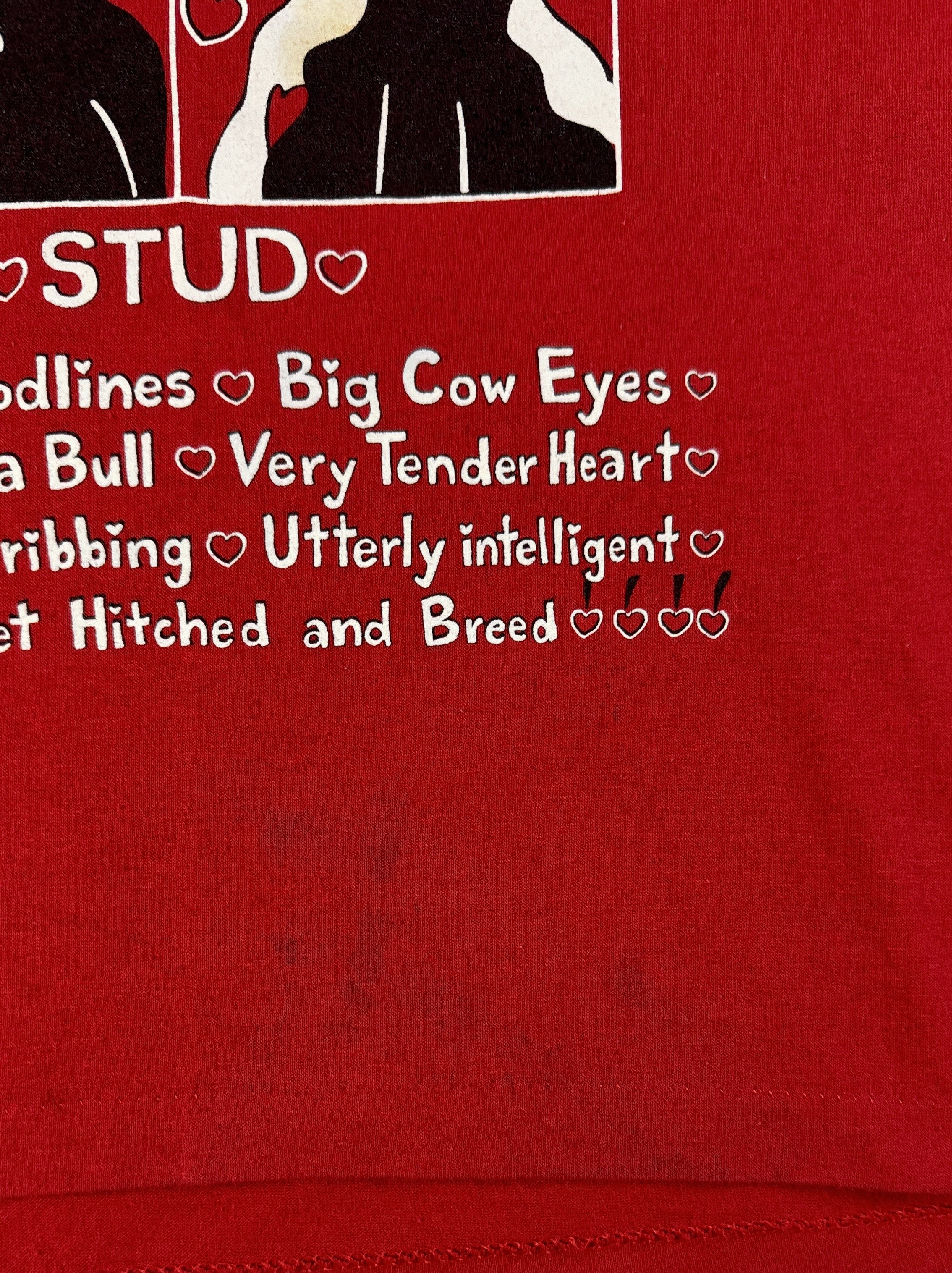 Vintage Shirt 90s "Wanted Stud" Single Stitch Made In USA Rot M