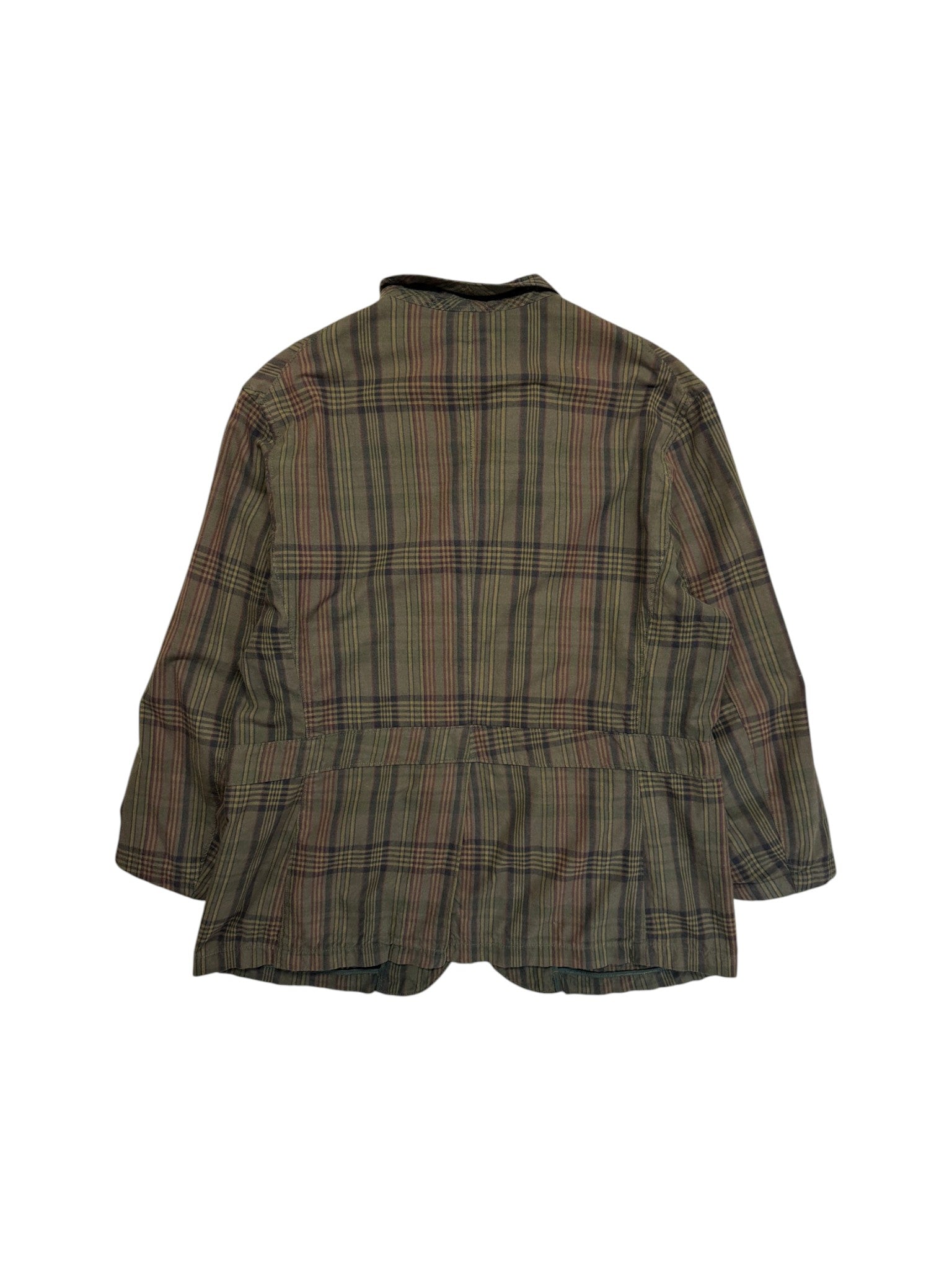 90s Engineered Garments Utility Field Jacket Made In New York Olive Brown Check XL - RareRags