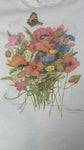 Vintage Art Shirt 1995 Marjolein Bastin Flower Bouquet Single Stitch Sleeve Made In USA Weiß XL