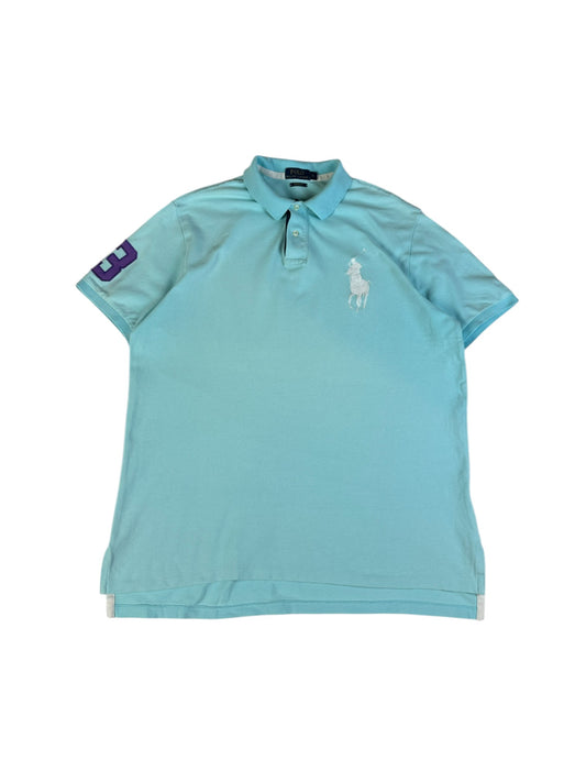 00s Ralph Lauren Poloshirt Big Pony #3 Custom Fit Hellblau XL