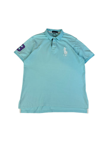 00s Ralph Lauren Poloshirt Big Pony #3 Custom Fit Hellblau XL
