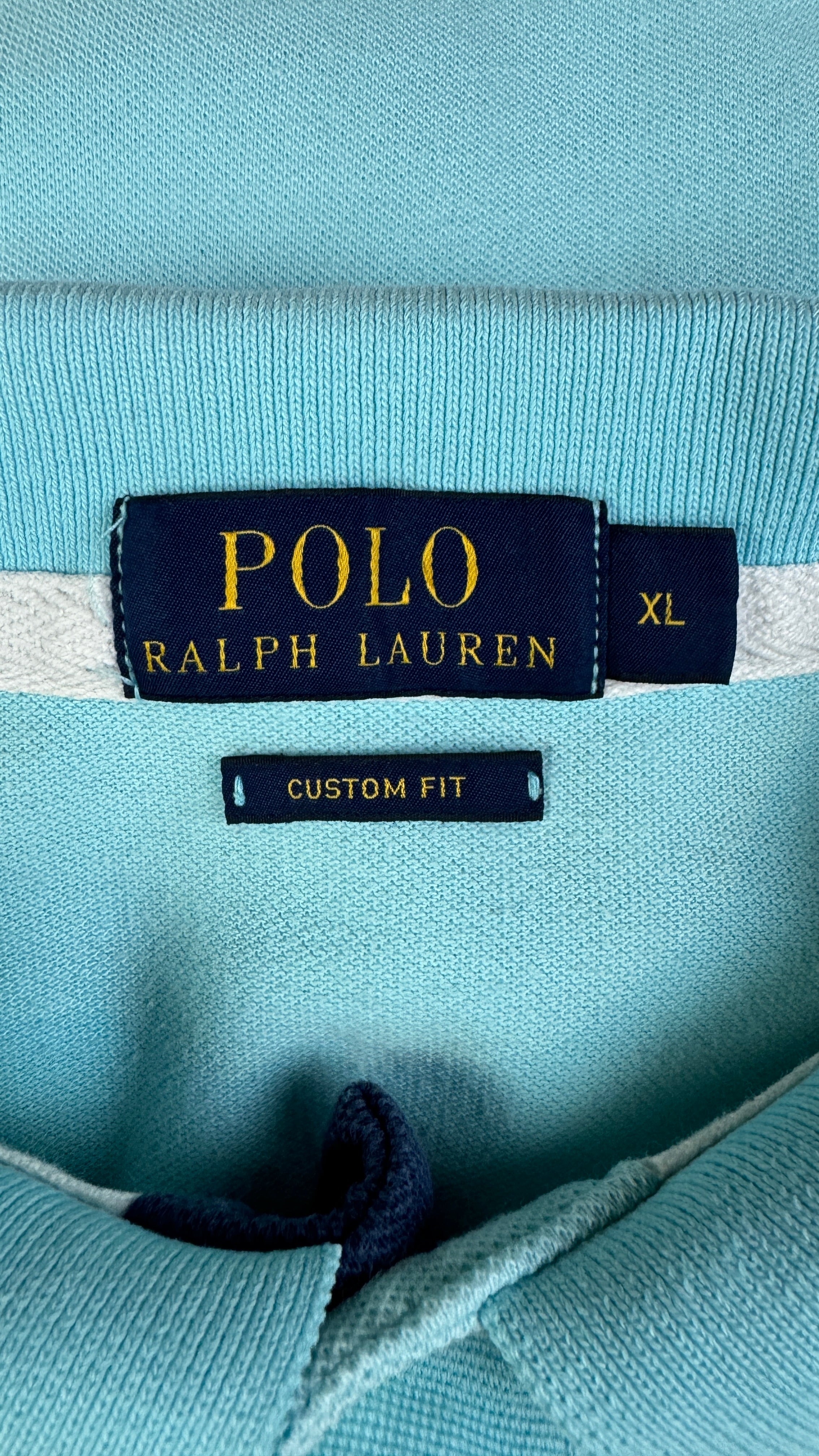 00s Ralph Lauren Poloshirt Big Pony #3 Custom Fit Hellblau XL