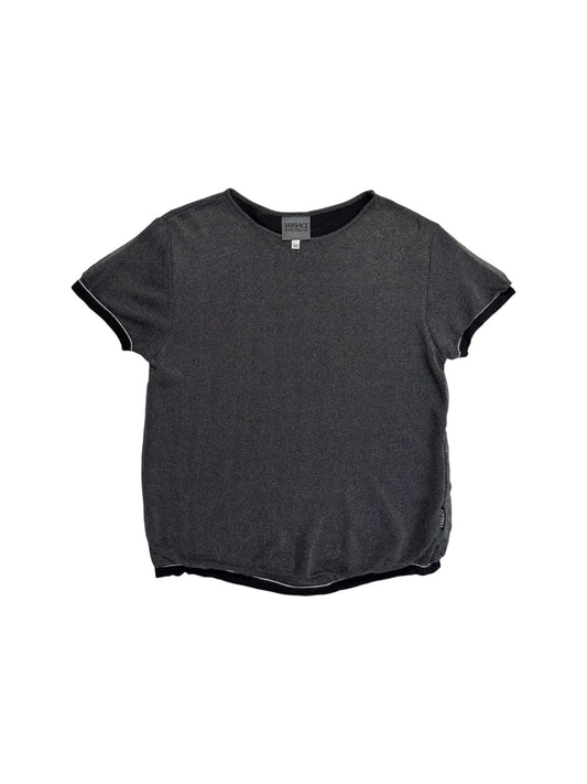 00s Versace Jeans Couture Shirt Metallic Knit Glänzend Silber/Grau M