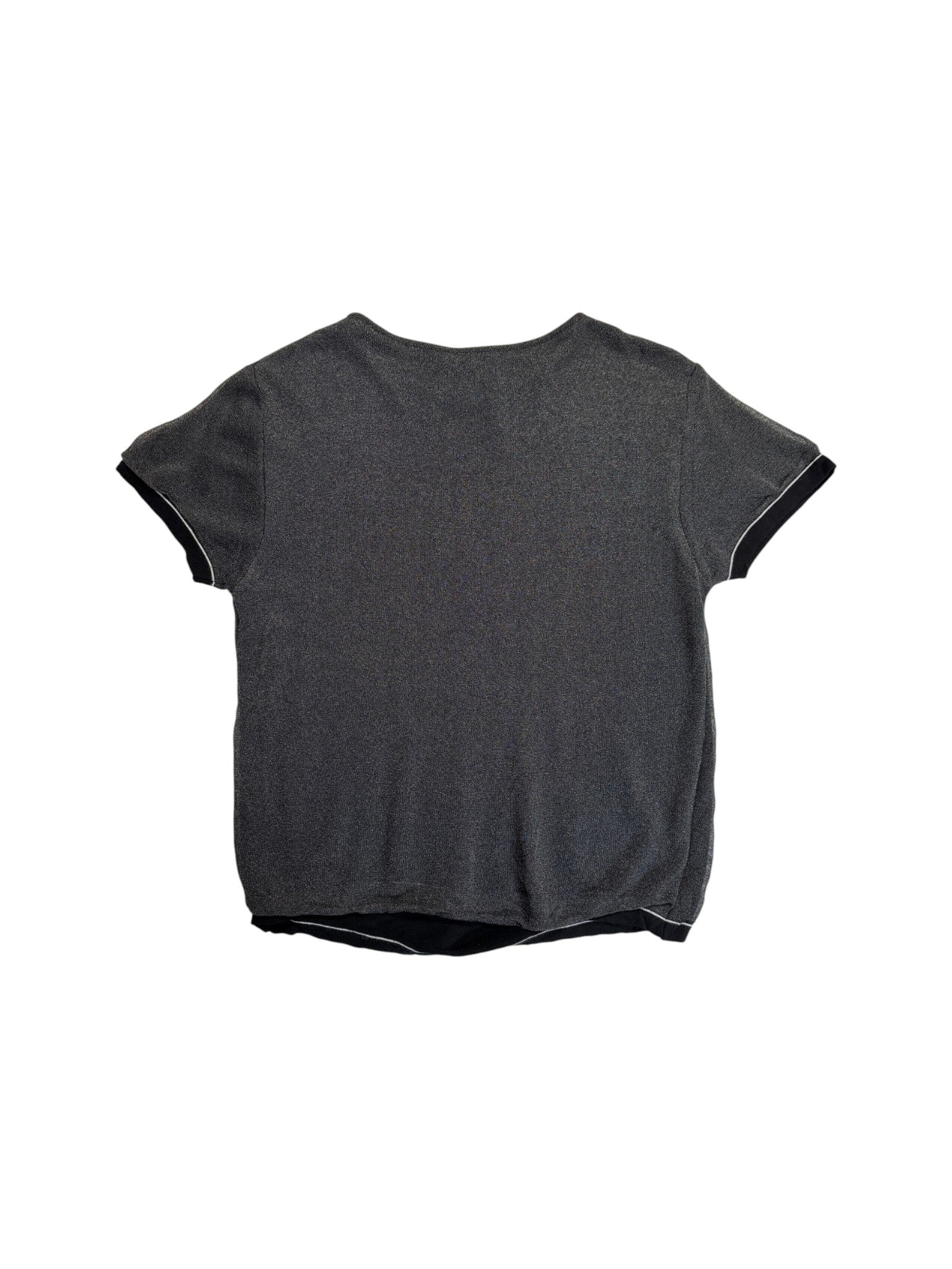 00s Versace Jeans Couture Shirt Metallic Knit Glänzend Silber/Grau M