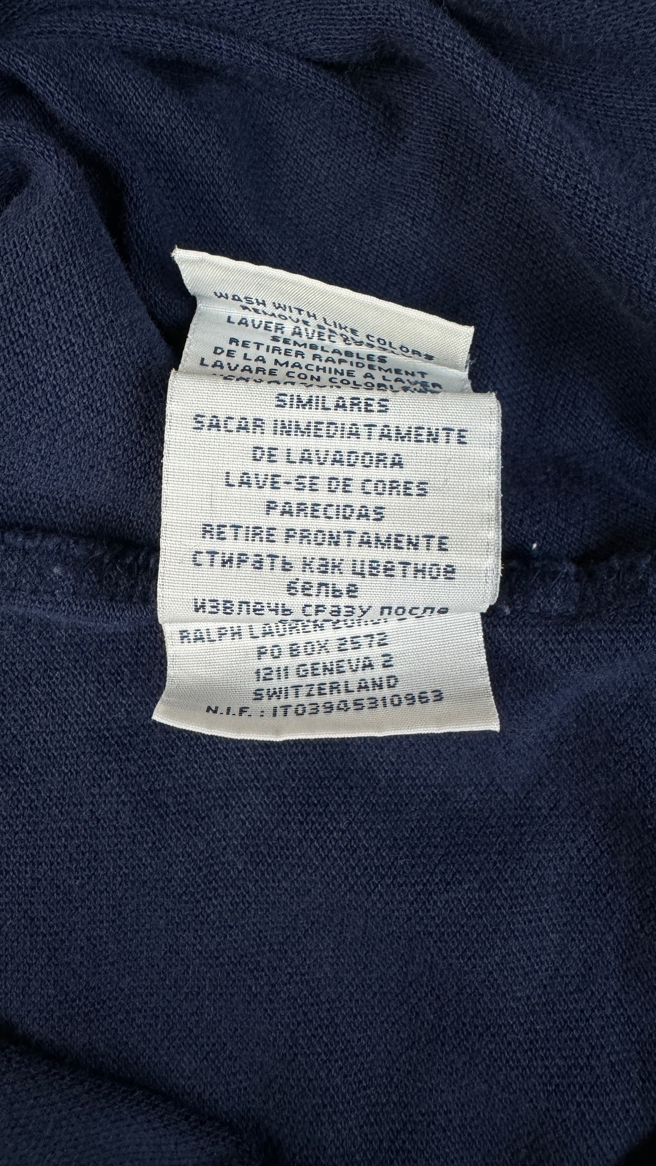 90s Ralph Lauren Poloshirt Big Pony Talon Zip Custom Fit Dunkelblau L