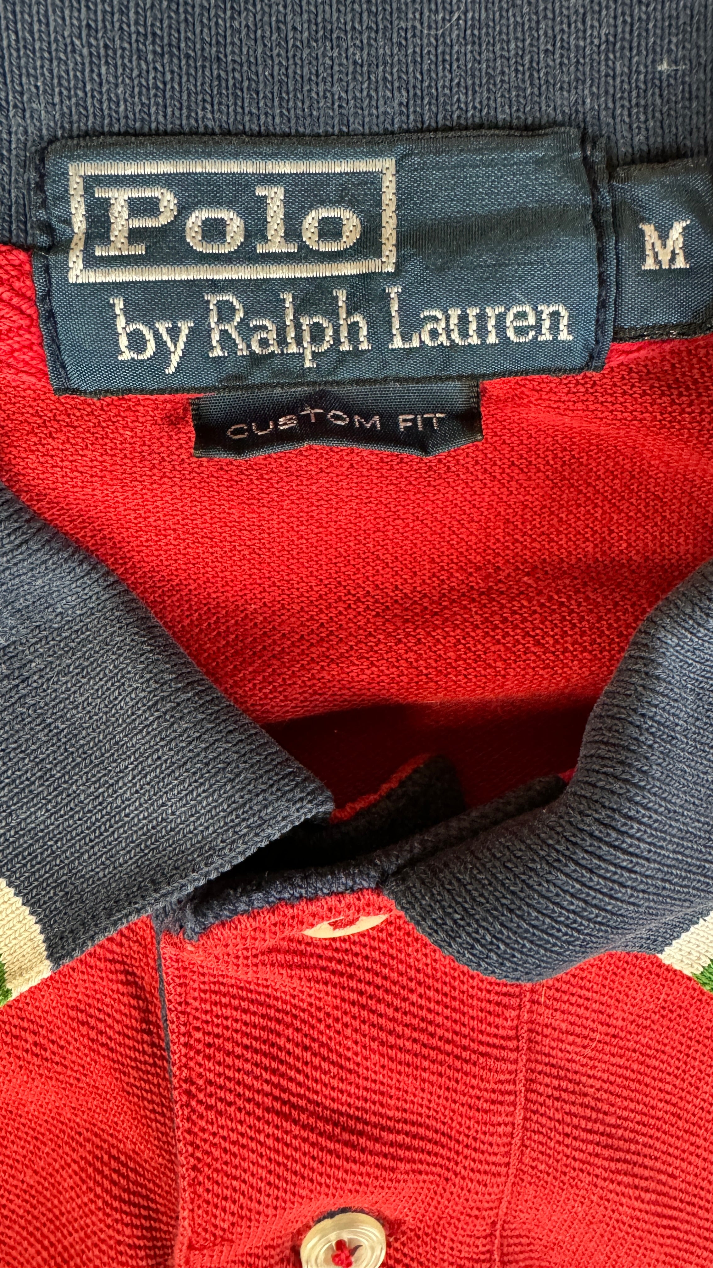 90s Ralph Lauren Poloshirt Crest Logo Custom Fit Rot M