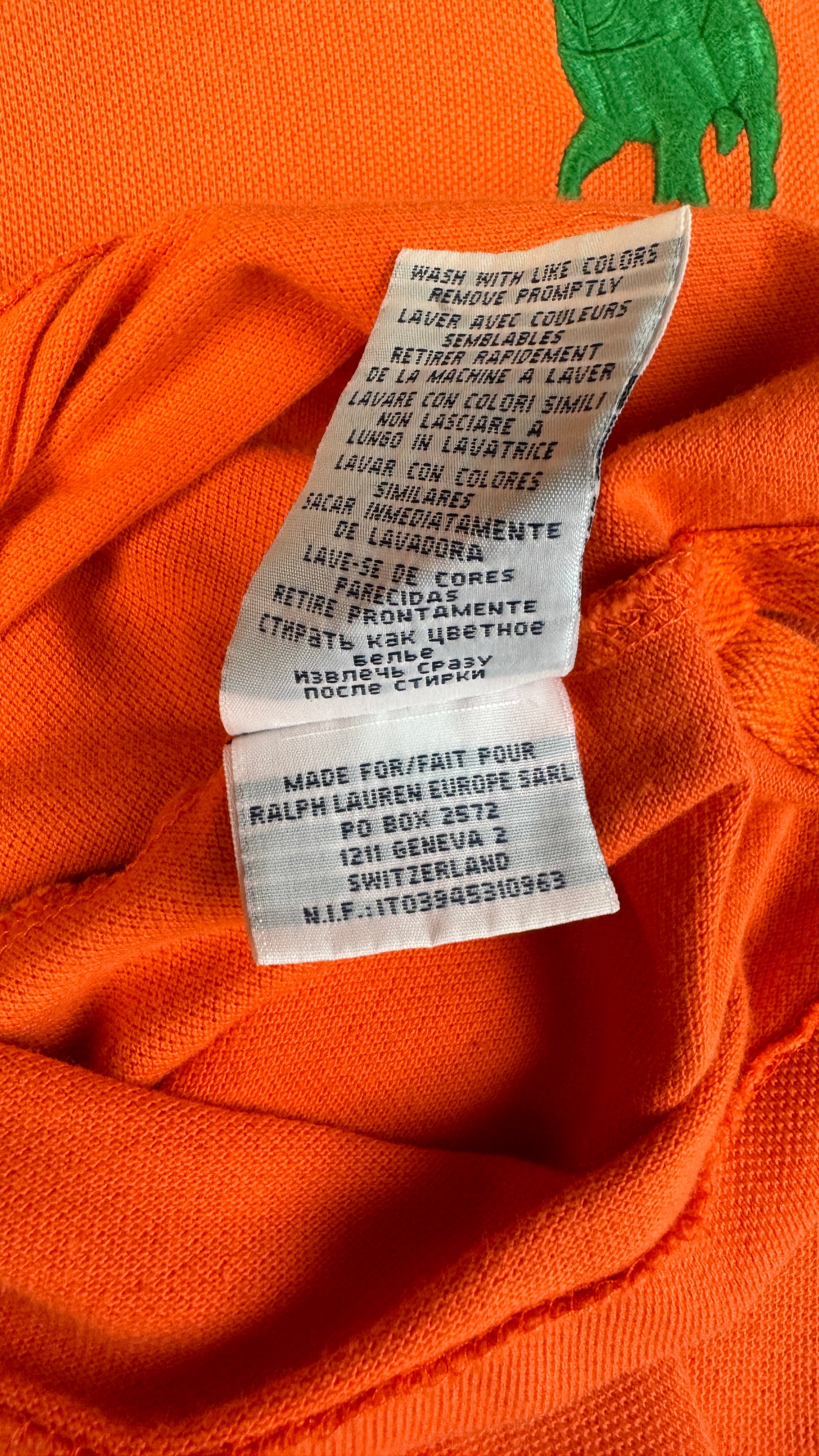 90s Ralph Lauren Poloshirt Big Pony Slim Fit Orange XL