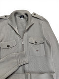 00s Armani Belted Knit Jacket Grau Silber 44/L - RareRags
