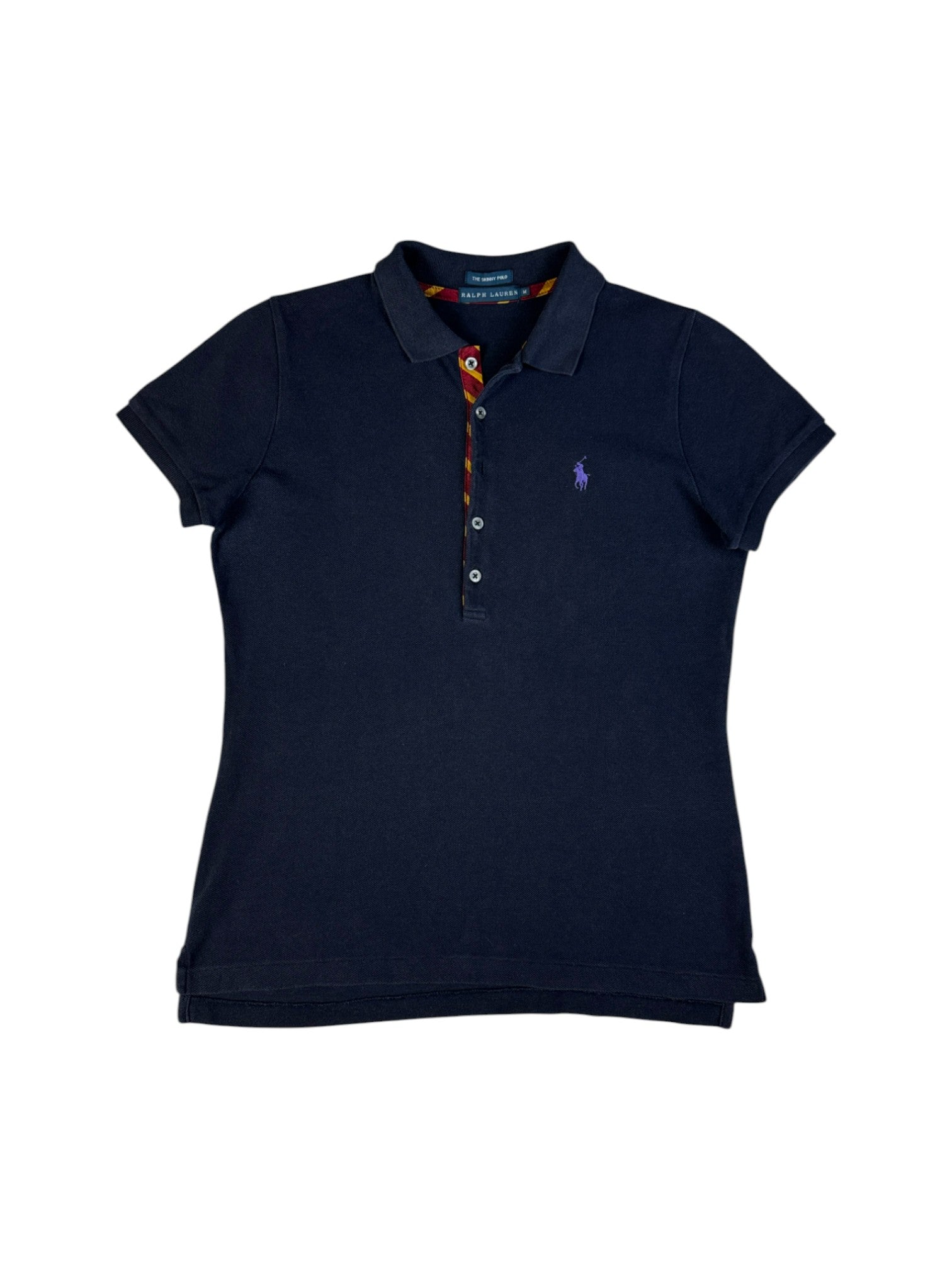90s Ralph Lauren Damen "The Skinny Polo-"Shirt Schwarz M