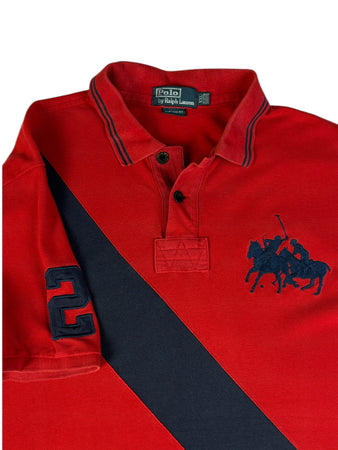90s Ralph Lauren Poloshirt Big Pony #2 Custom Fit Rot XXL
