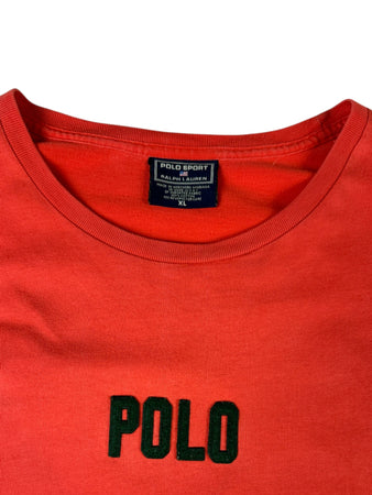 90s Polo Sport By Ralph Lauren Shirt Center Logo Made In USA Orange/Rot XL
