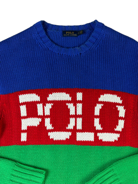 Ralph Lauren Color-Block-Pullover Damen Grün Rot Blau S