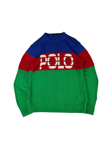 Ralph Lauren Color-Block-Pullover Damen Grün Rot Blau S