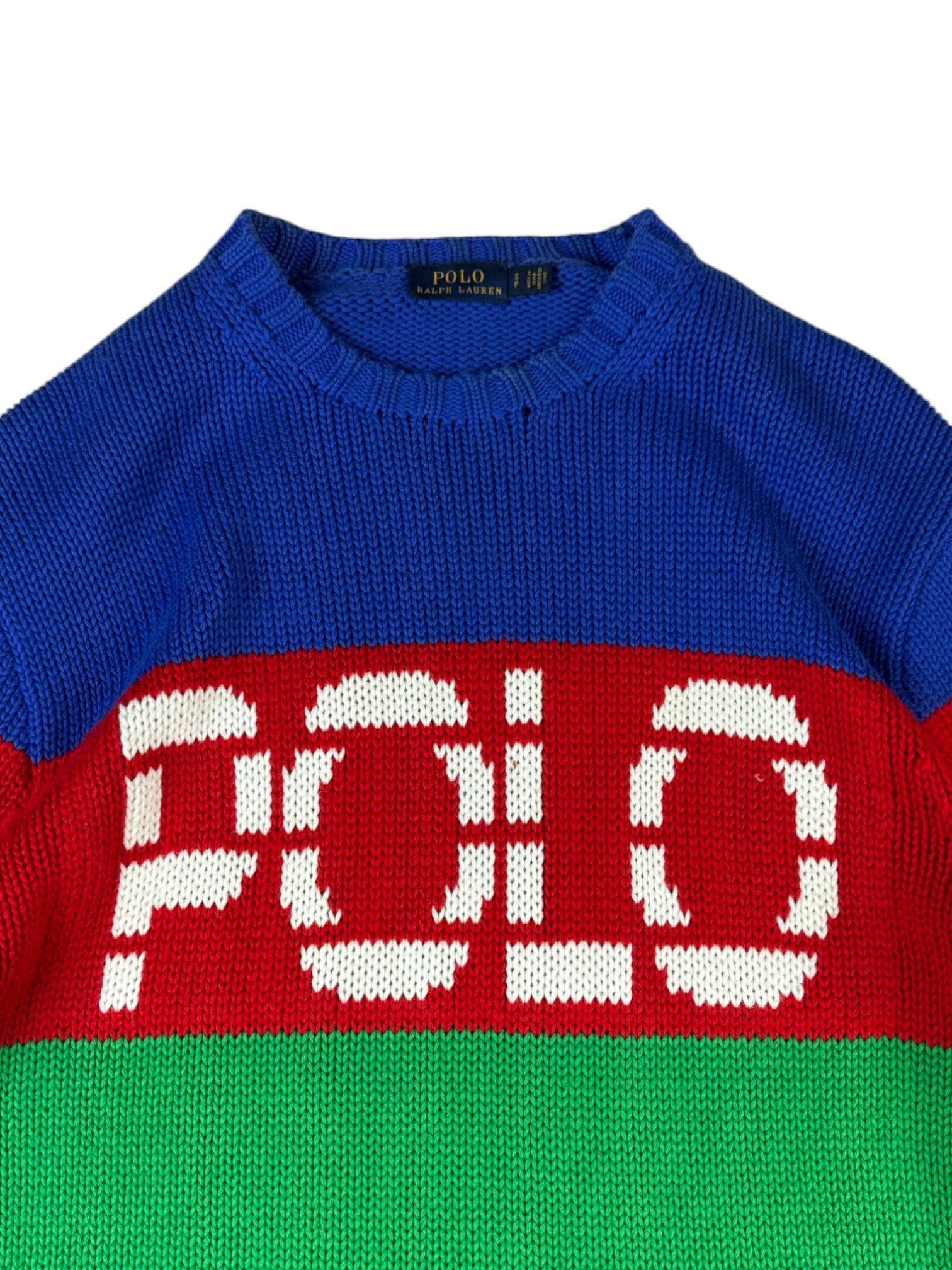 Ralph Lauren Color-Block-Pullover Damen Grün Rot Blau S