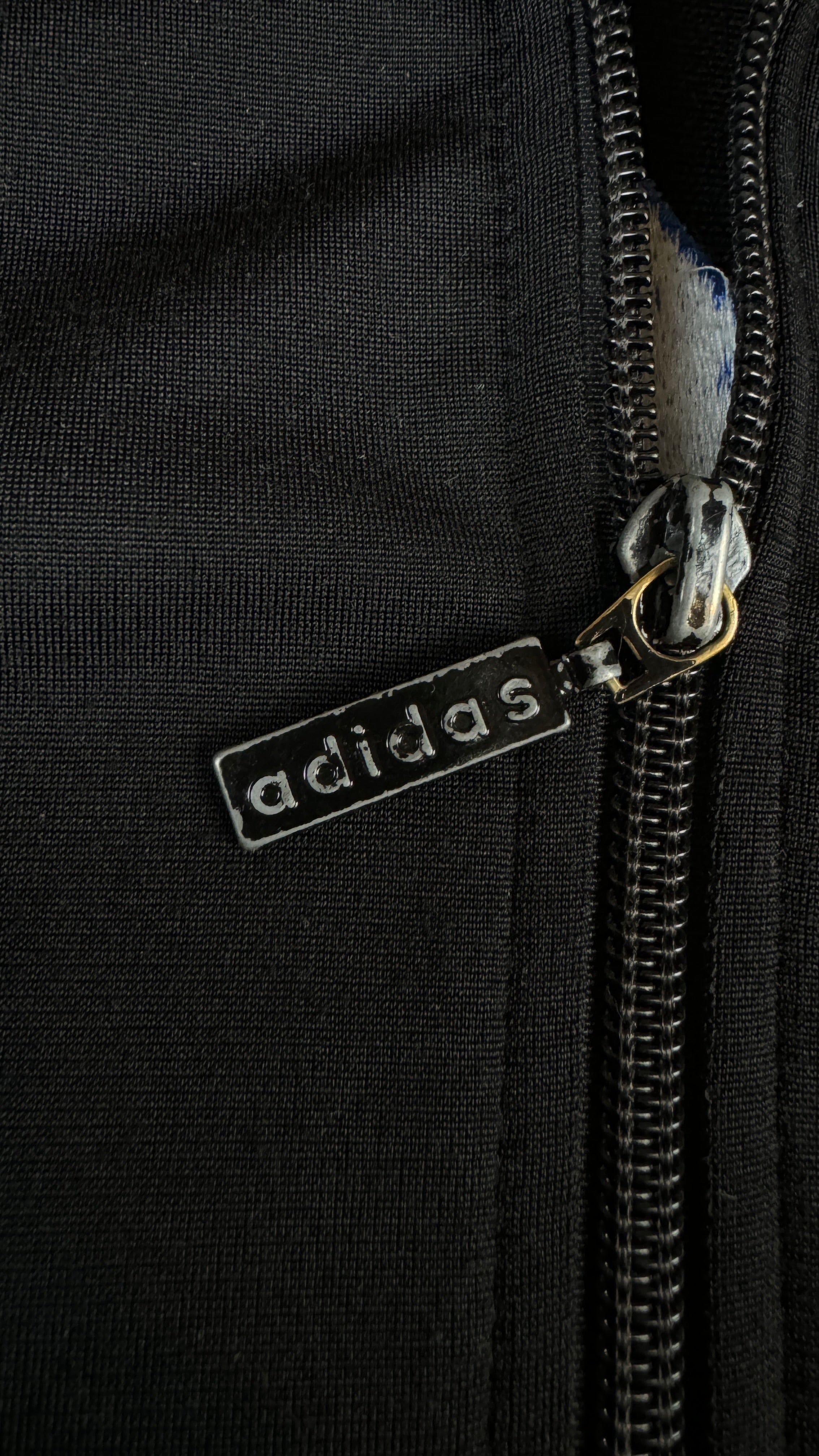 Vintage Adidas Sportjacke 90s Firebird Big Trefoil Schwarz Blau D6 M-L