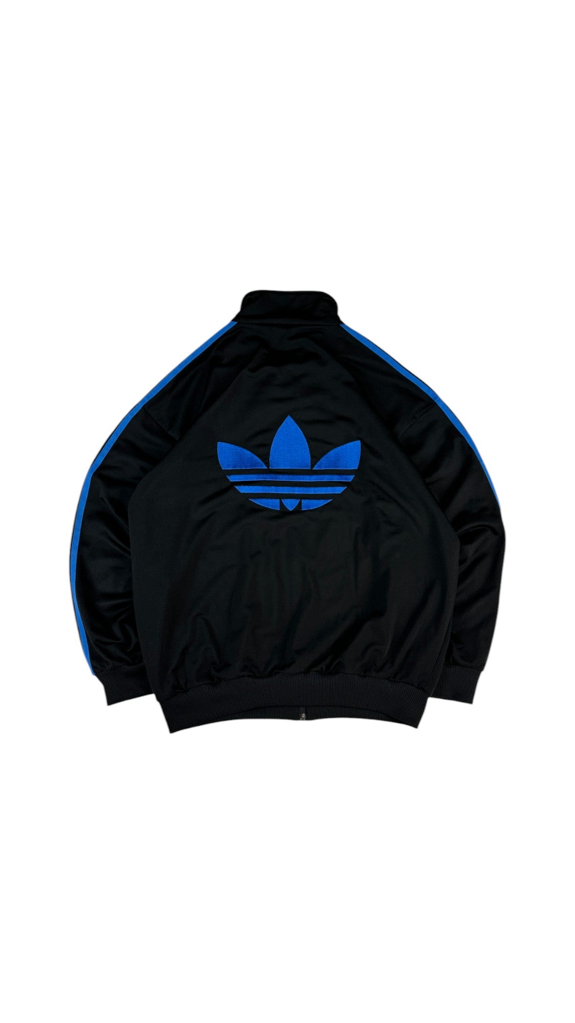 Vintage Adidas Sportjacke 90s Firebird Big Trefoil Schwarz Blau D6 M-L