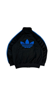 Vintage Adidas Sportjacke 90s Firebird Big Trefoil Schwarz Blau D6 M-L