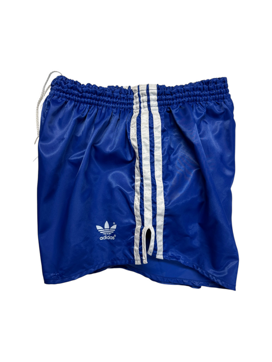 80s Adidas Shorts Nylon Glanz Sprinter Made In West Germany Blau - RareRags