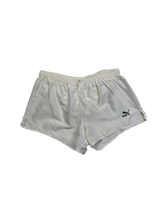 90s Puma Shorts Nylon Glanz Sprinter Weiß - RareRags